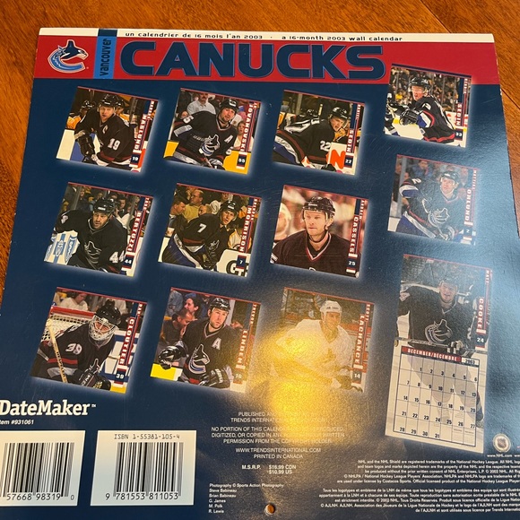 NHL | Vancouver Canucks 2003 calendar - Picture 2 of 2